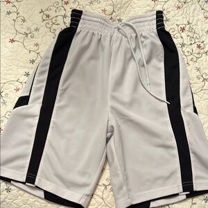 Men's White and Black Reversible Athletic Shorts